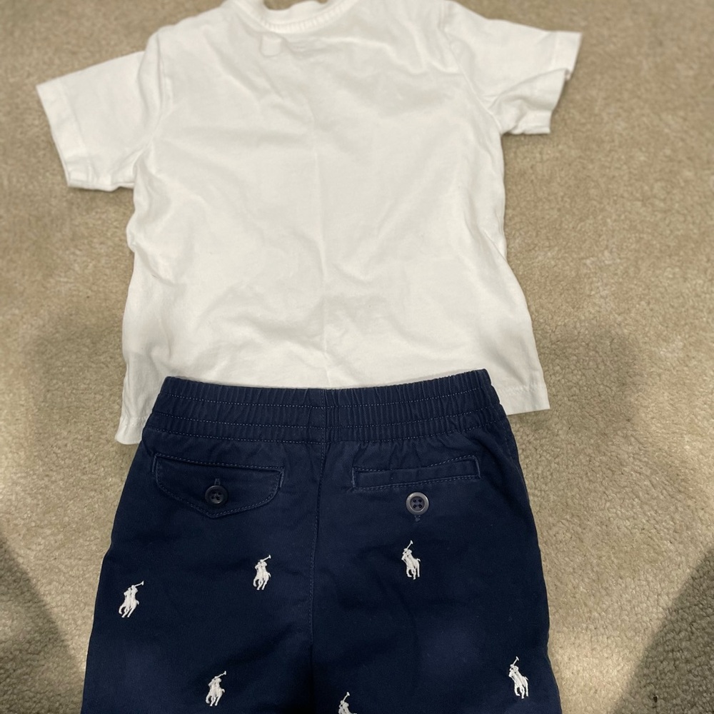 Ralph Lauren Kids White Tee and Navy Shorts Set - Picture 2 of 4